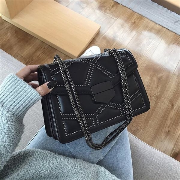

factory store shop bag female new chain single shoulder messenger fashion small square bag trend solid color buckle rivet
