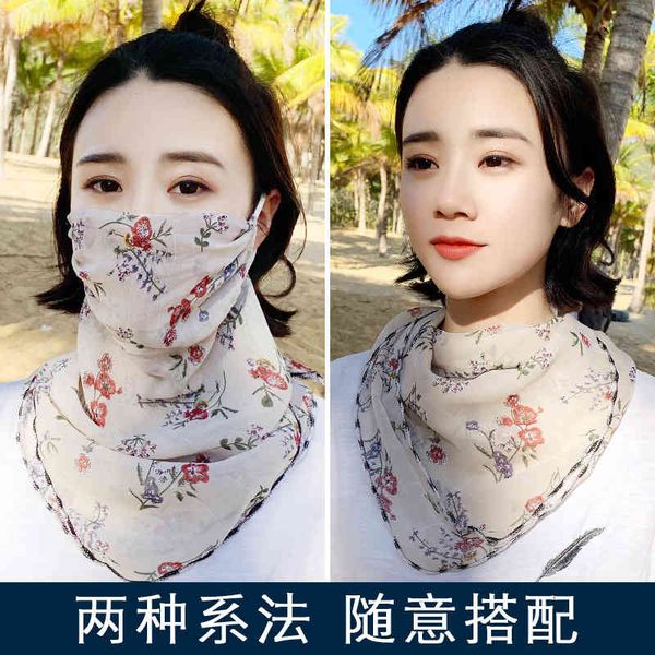 

sun protection summer women's chiffon breathable mask bicycle driving anti ultraviolet thin silk scarf neck