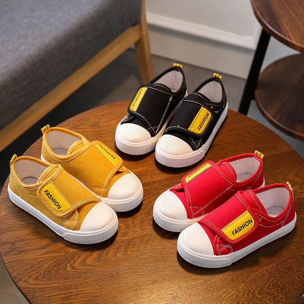 

sneakers kids canvas shoes 2021 spring-summer children casual girls boys sport breathable toddler cute, Black;red