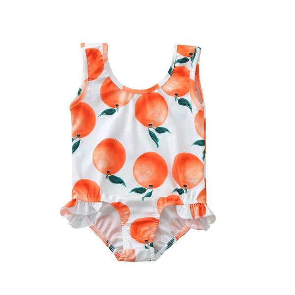 

clothing sets toddler baby girls one piece orange printed ruffles swimsuit swimwear, White