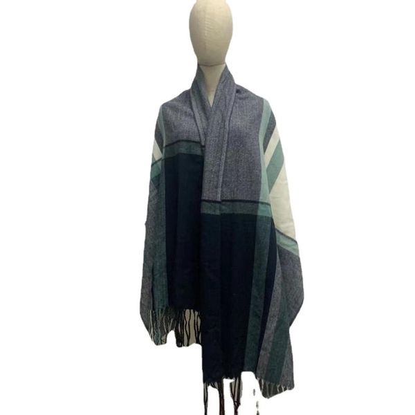 

scarves 2021 spring winter women knitted scarf plaid warm cashmere shawls luxury france brand neck bandana pashmina lady wrap, Blue;gray