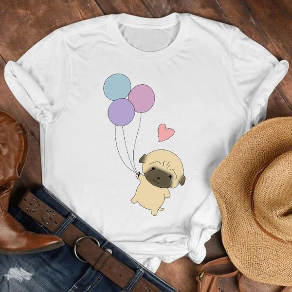 

dog funny fashion 90s women t shirts cute printing fall clothes tee womens female print graphic, White