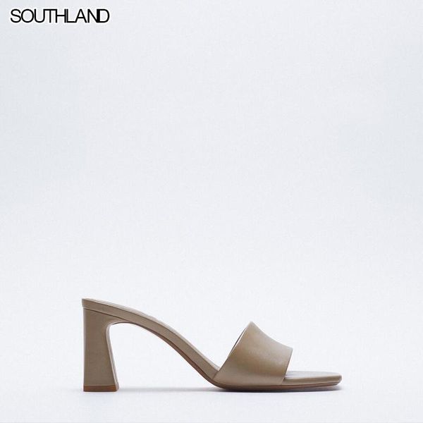 

sandals southland summer square toe women slides high heel outside, Black