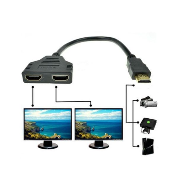

audio cables & connectors 1080p port male to 2 female 1 in out splitter cable adapter converter dec11
