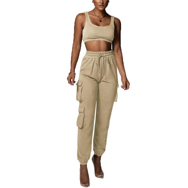 

women's pants & capris rstylish 2021 overalls solid color autumn casual bunch of foot pocket elastic band lace up, Black;white