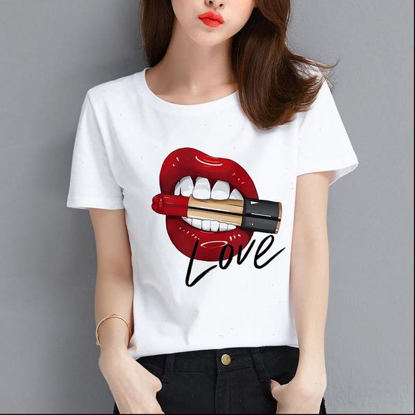 

love lips womens t shirts printing fashion shirt summer women harajuku fashionable short sleeve casual street female clothing, White