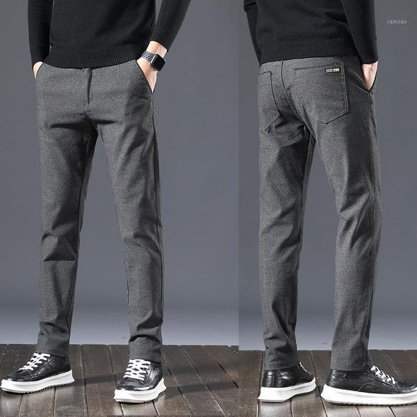 

men's pants 2021 autumn winter casual men brand business brushed fabric clothing cotton formal trousers male 38, Black