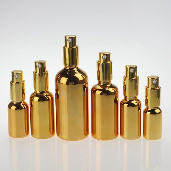 

storage bottles & jars wholesale 1 ounce gold and silver glass cosmetic bottle, 30ml lotion bottle with pump