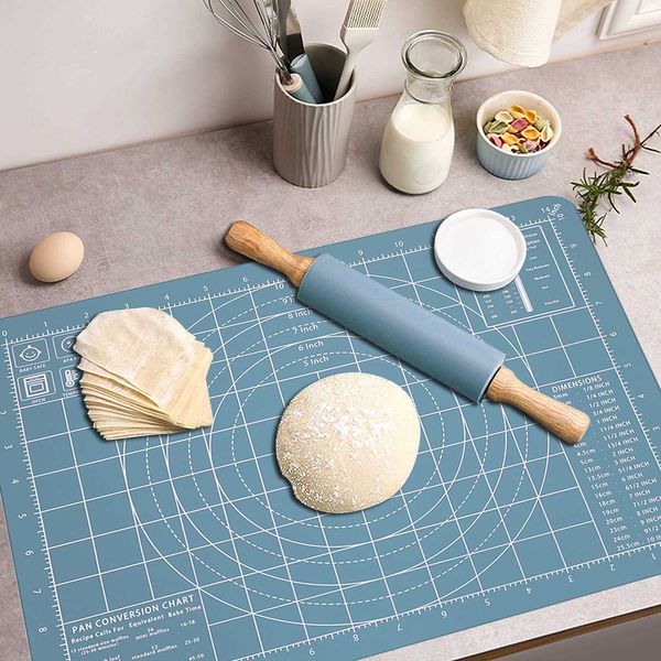 Pasta Mat Silikon Yapışmaz Kaymaz Kalın Pişirme Fondan Paspaslar Haddeleme Hamur Pasta Kabuk Pizza Kek Kurabiye Nordic Yoğurma Pedi 211008
