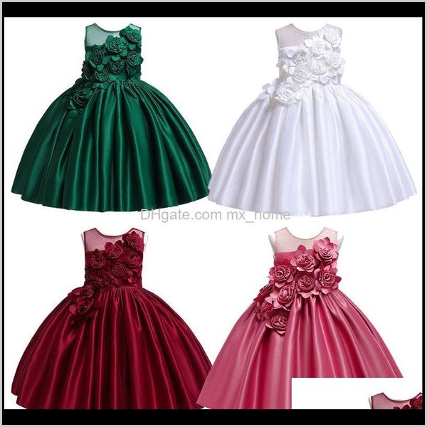 

baby clothing baby maternity drop delivery 2021 princess 5 colors solid bow gauze sleeveless mesh flower satin dresses kids clothes girls fu, Red;yellow