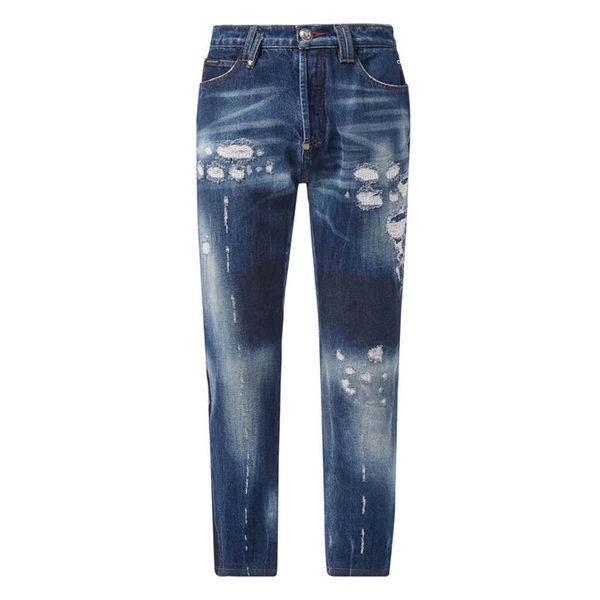 

plein bear classic fashion pp man jeans rock moto mens casual design ripped trousers distressed skinny denim biker jeans 157512, Blue