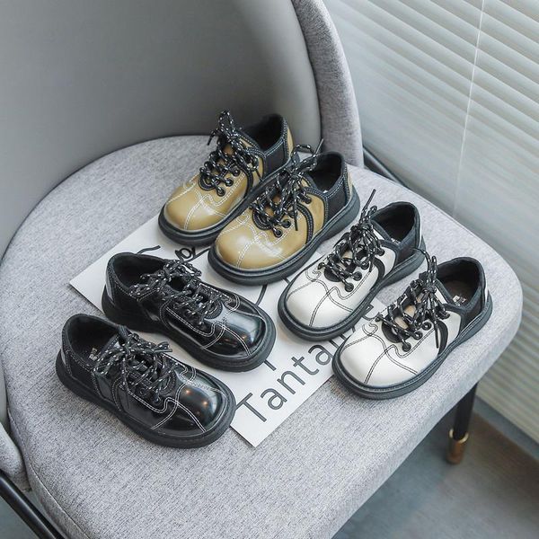 

flat shoes autumn kids baby girls brand dress flats children black pu leather fashion party soft school mary jane, Black;grey