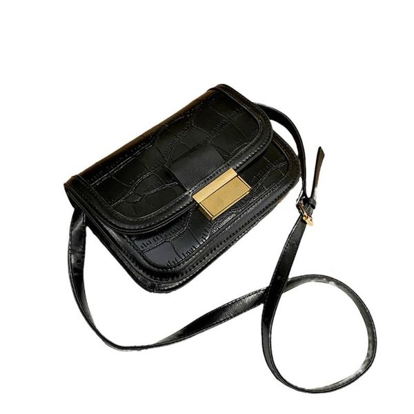 

storage bags retro shoulder bag square versatile for women personalized stone grain leather fashionable lady's