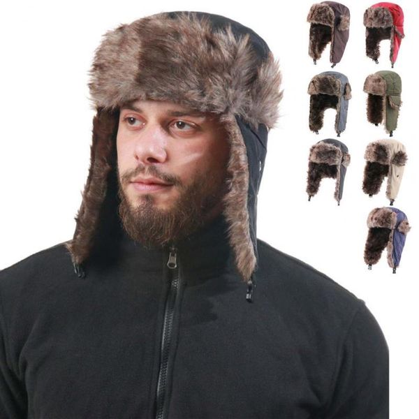 

berets couple cap warm coldproof hat ear flap simple, Blue;gray