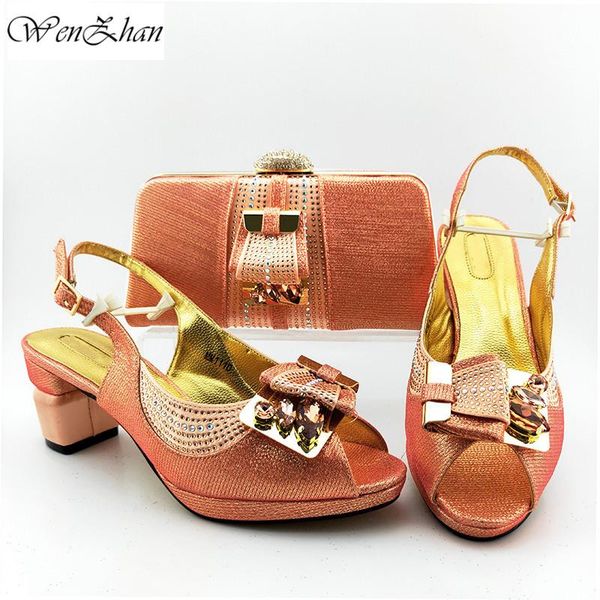 

dress shoes elegant women and bag set in peach color stronger heels italian lady for wedding 38-43 wenzhan b02-20, Black