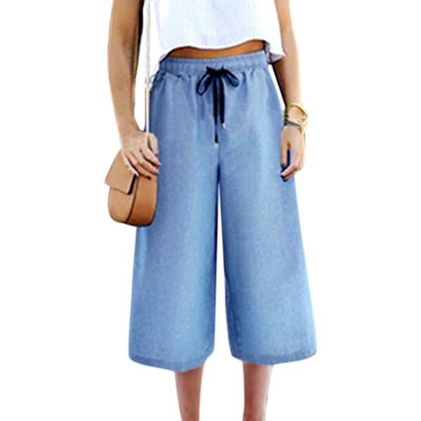 

women's pants & capris loose women plus size solid color calf-length high drawstring waist trousers pleated wide leg office ladies, Black;white