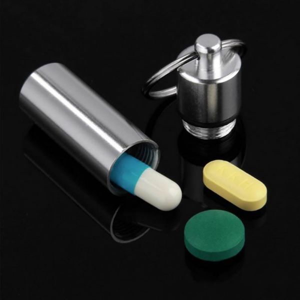 

storage bottles & jars shape aluminium waterproof tablet container holder keychain outdoor portable case splitter tools