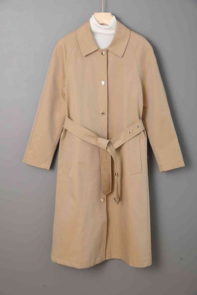 

women's trench coats classic british female long jacket single breasted waterproof, Tan;black