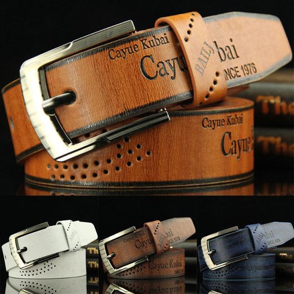 

Belts Men's Casual Retro Antique Hollow BeltMen's Leather High Quality Classic Belt Alloy Pin Buckle, Black;brown