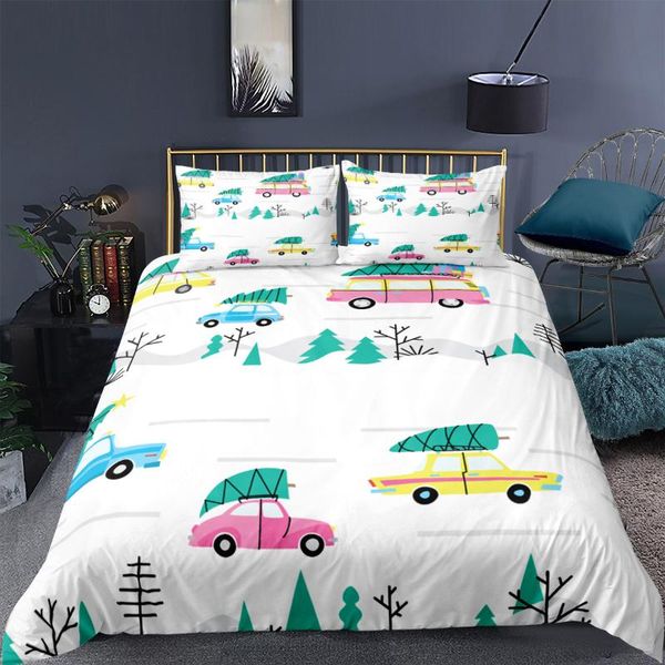 

bedding sets vehicle kids duvet cover cartoon car pattern adorable comforter full with zipper pillowcases for teens boys girls