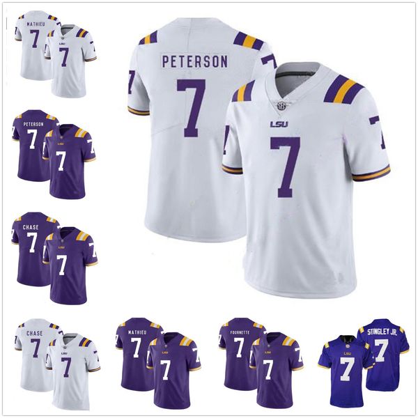 

lsu football jersey derek stingley jr. champions playoff college joe burrow burreaux nickname beckham delpit mathieu white purple home away, Black