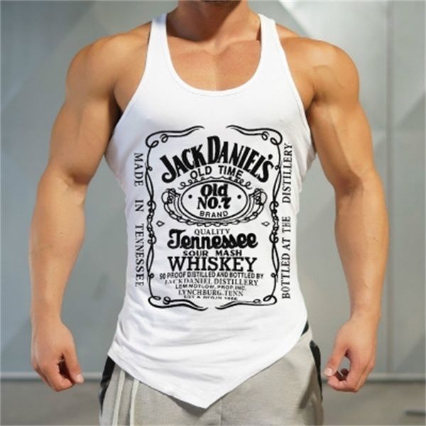 

men' tank fashion letter printed bodybuilding stringers men clothing vest stringer sleeveless shirt gym wholesale uy4k, White;black