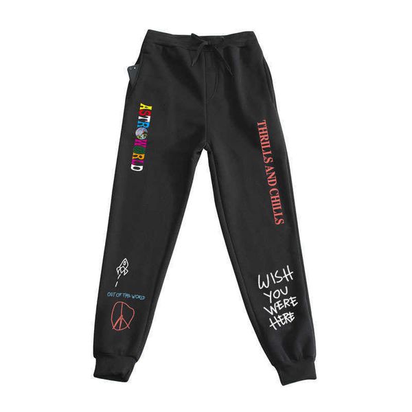 

men's pants streetwear travis scott letter printed women jogging trousers hip hop men fleece sweatpants wtau, Black