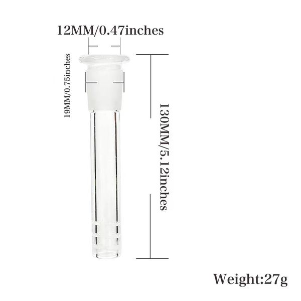 13 cm de vidro downstem difundido de alta qualidade 14mm 5.12inch tubulações masculinas tubulações claras do adaptador para fumar tubulação de água Bongs Dab Rigs