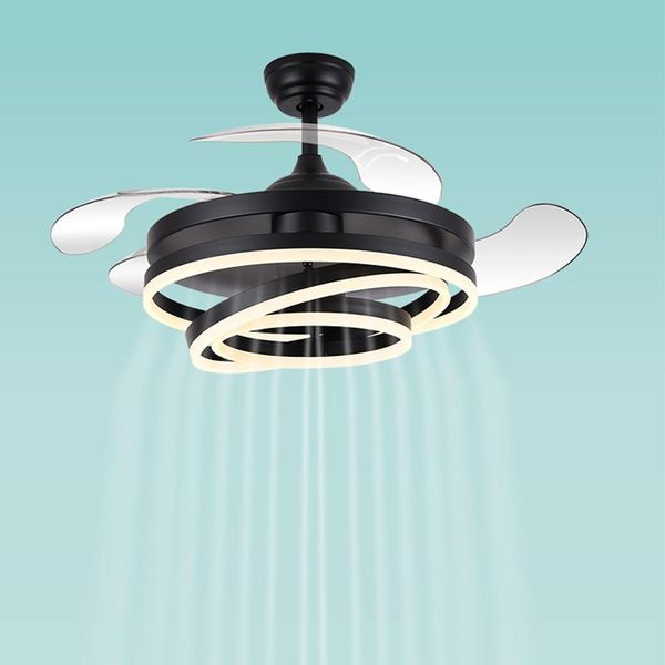 

ceiling fans xiuxiu 2021 modern led black with lights dining room living kitchen fan remote control 220v