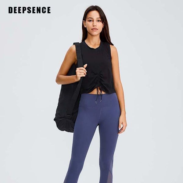 

yoga outfit deepsence sleeveless pleated vest,women sport singlet,athletic fitness tank ,gym running training shirt