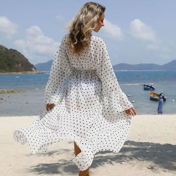 

beach cover up cape print chiffon wear swimsuit robe pareo bathing suit women bikini sarong women's swimwear, White;black