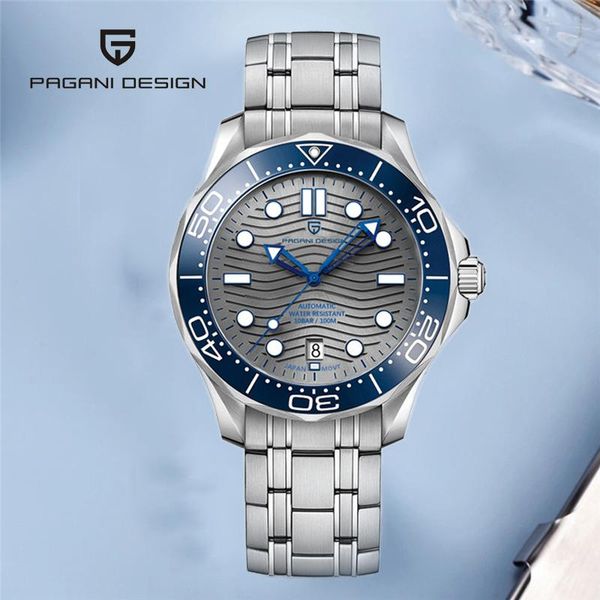 

men mechanical watch diver sport stainless steel waterproof relogio masculino wristwatches, Slivery;brown