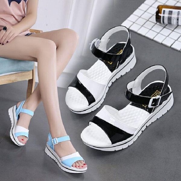 

summer women shoes anti-skid soft outsole flat sandals size 35-40 princess fashion easy match students, Black