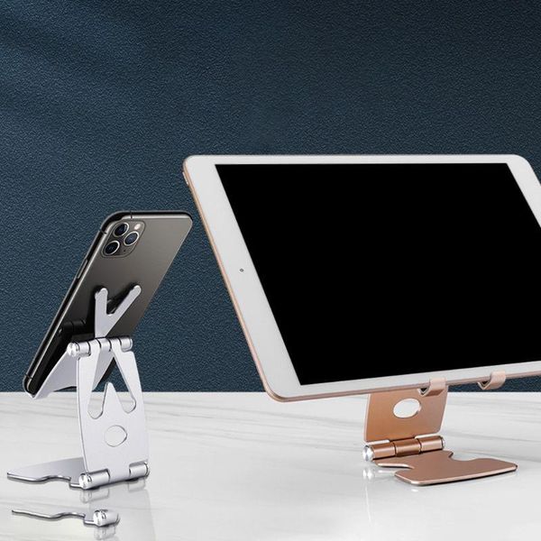 

foldable aluminum alloy phone holder adjustable angle tablet stand mount metal support display bracket for smartphones cell mounts & holders