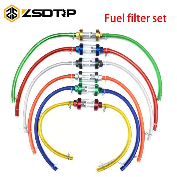 

parts zsdtrp color 8mm motorcycle inner fuel filter gasoline filters + 1m petrol line hose 4 clips moto scooter dirt bike