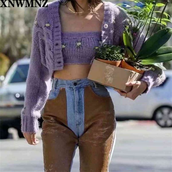 

spring women's solid khaki cardigan knitted sweater casual two pieces set fashion streetwear female 210520, White