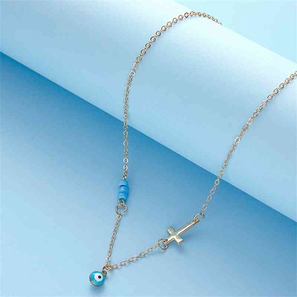 

new accessories 2020 cross eyes temperament clavicle necklace women's simple fashion brand jewelry, Silver
