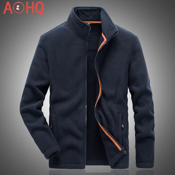 

men's jackets fleece winte coats male thicken warm zipper multiple pockets outwear mens 2021 winter, Black;brown
