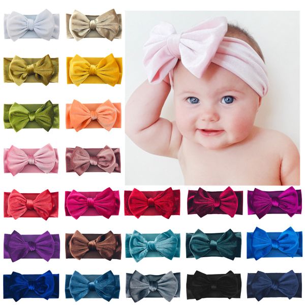 

new velvet bows headband infant hair bows warm winter turban diy hair accessories for kids girls bow headwear, Slivery;white