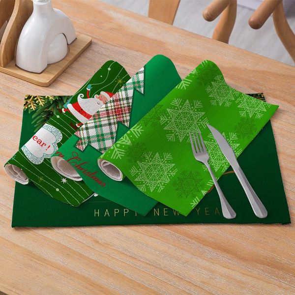 

mats & pads christmas table placemat non-slip heat insulation mat waterproof coffee cup tableware pad festival party decoration