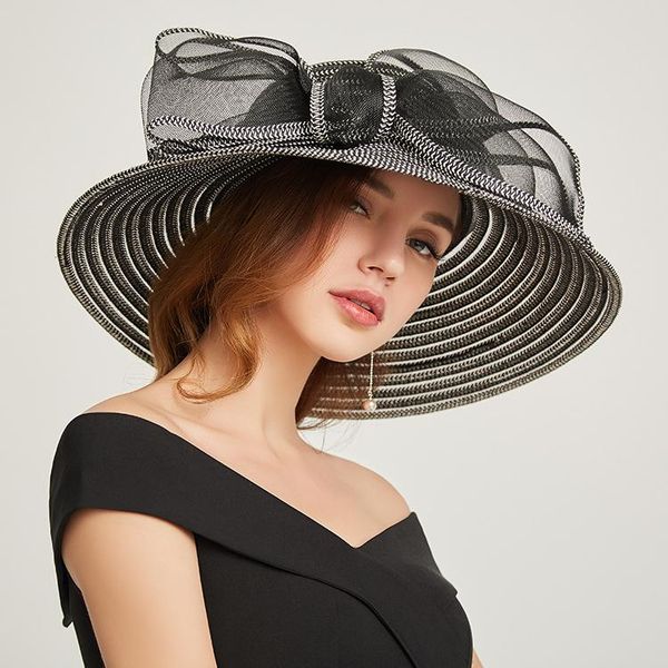 

beanies european big brim bucket hat women summer breathable foldable sun bowknot dome straw