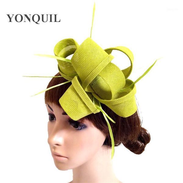 

green feather imitation fascinator floral veil wedding hat hairgrips for bride ladies royal party fashion hair ornaments1
