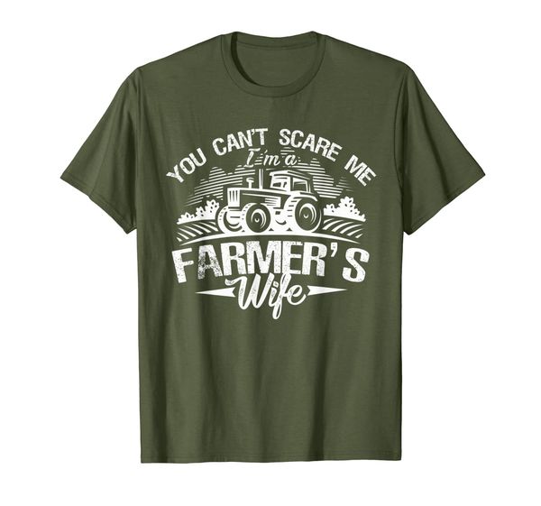 

you can't scare me i'm a farmer's wife t-shirt, White;black