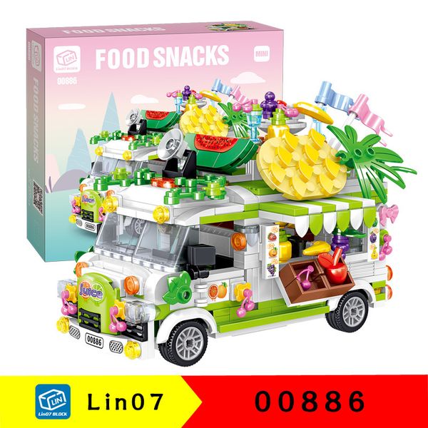 

lin07 zhegao 00886-00891 hamburg car stand mini creative model puzzle assembled building block toys