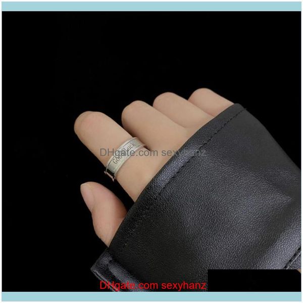 

jewelrygood luck letter ring punk cool index finger joint rings trend jewelry women cluster drop delivery 2021 1vnvx, Golden;silver