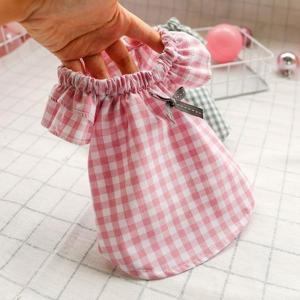 

dog apparel teddy clothes summer pet supplies clothing plaid cat long robe spring and autumn for small dogs