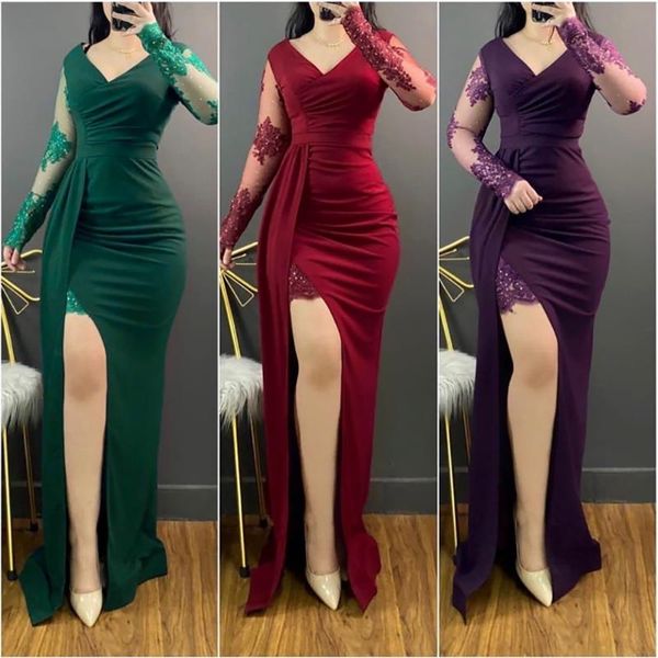 

casual dresses african lace dress women 2021 robe africaine femme embroidery wedding designer long female slit party, Black;gray