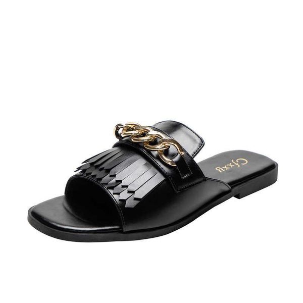 

slippers 2021 summer women open-toe flat fashion buckle beach slides casual flip flops shoes femme sandals, Black