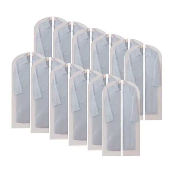 

storage boxes & bins 12pcs hanging garment bags lightweight clear clothes cover full zipper suit bag for closet