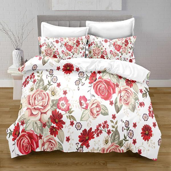 

bedding sets 100% polyester flowers duvet cover digital printing set with pillowcase bed for girl quilt